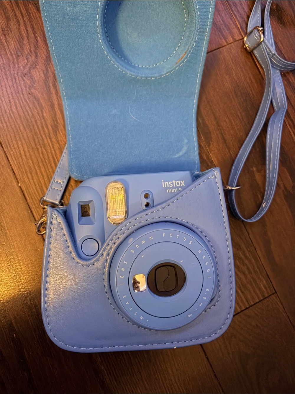 Instax Mini 9 Instant Camera in Light Blue with Matching Case and Strap